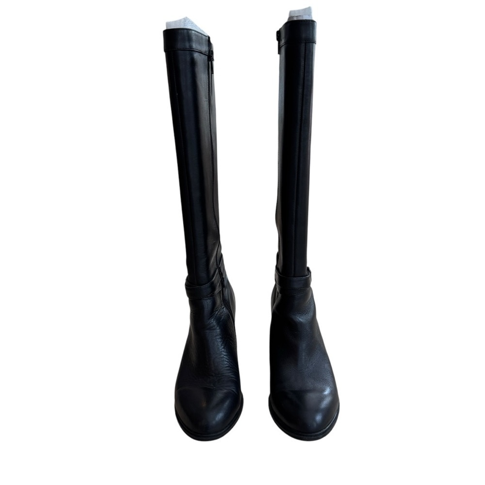 Gianni Bini Black Knee High Block Heel Boots Women’s 9.5M Leather Zip Side - Picture 2 of 10